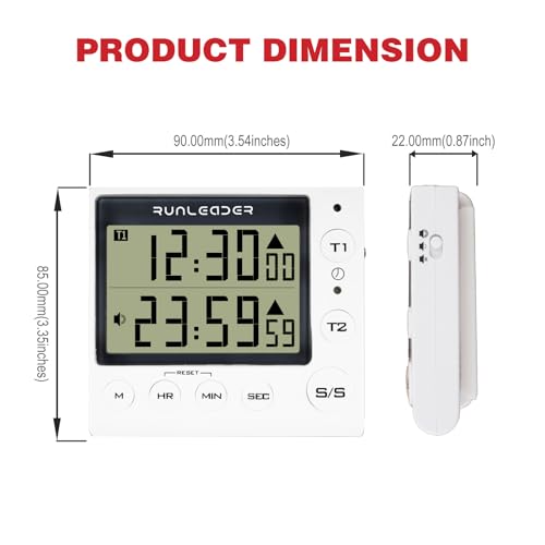RileyFine KT002 Civil Digital Timer, Countdown-Funktion, Uhrfunktion, Speicherfunktion, zum Kochen in der Küche, zum Lesen, für Bürobesprechungen, Trainingstiming usw. (White)