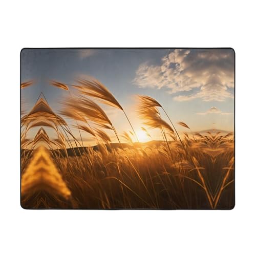 WBQLSL Tappeto stampato con canne nel vento, 160 x 122 cm, confortevole al tatto, migliora lo stile di arredamento della casa