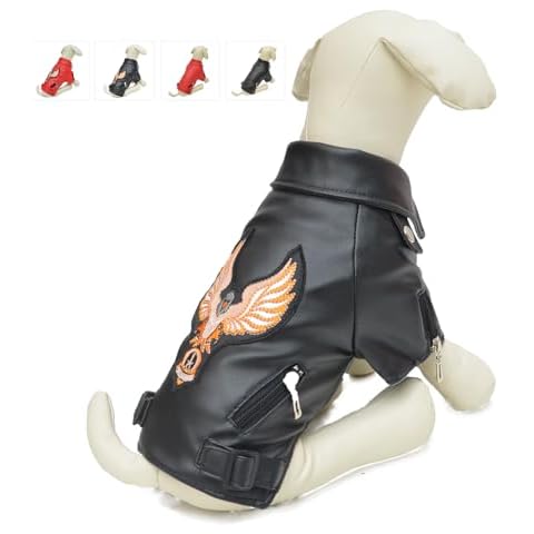 Lovelonglong Cool Dog Leather Jacket with Eagle Embroidery Cover