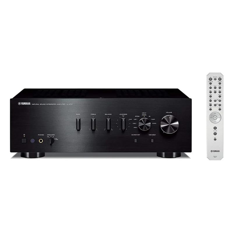 Image of Yamaha A-S701 Amplifier Bundle w /AudioQuest Jack Russell Cable (Black) | Integrated amplifier with 100W x 2, optical /coaxial inputs, Pure Direct and AudioQuest Jack Russell 4m subwoofer cable