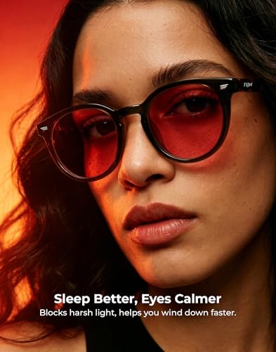 Image of TIJN Blue Light Blocking Glasses Men Women Vintage Thick Round Rim Frame Eyeglasses