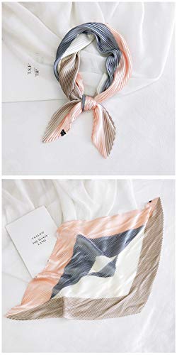 Tangjun 4 Pcs Women Silky Like Fashion Square Pleated Scarf Blooming Headwear3