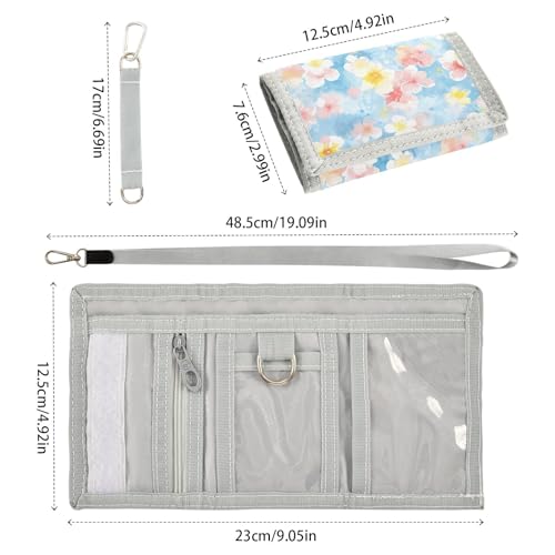 ALAZA Kids Wallets for Boys Girls Toddler Trifold Wallet Children Small Flowers Pastel Watercolor with Zipper Coin Pocket3