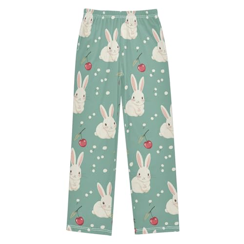 Rabbit and Cherry Boys Pants Boys Athletic Pants Long Pant for Boywith Pockets Wide-Leg Size 6-14Y