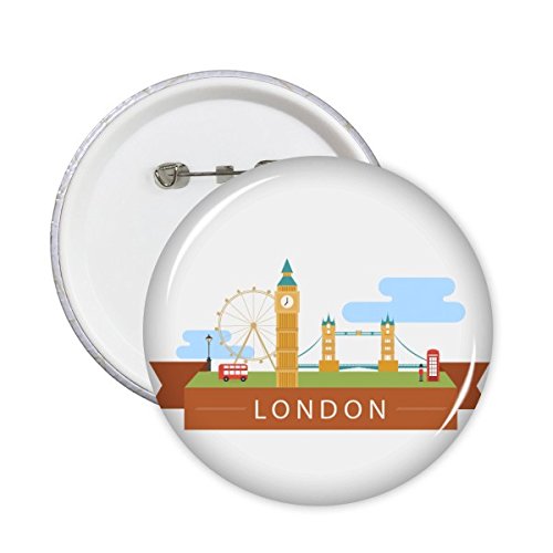 Badge Angleterre Londres drapeau rond lot de 5 broches anti-rayures pour personnaliser un vêtement