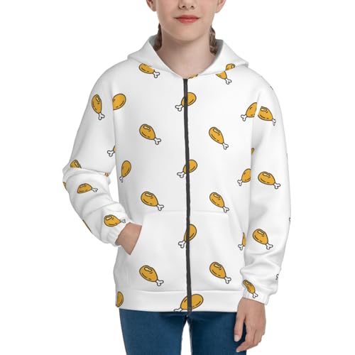 Crispy Fried Chicken1 Kids Pullover Hoodies Boys Zip Up Sweatshirts Girls Athletic Clothes with Pocket3
