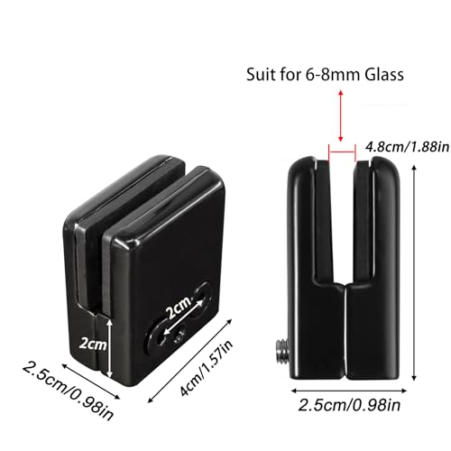 Cokritsm Glasklemme Schwarz 6-8 mm Glashalter Edelstahl Glashalter Glasklemmem Unterstützt Dickes Glas, Glashalterung Klemmhalter Glasklemmhalter mit 2er Sechskantschlüssel 6 Stück