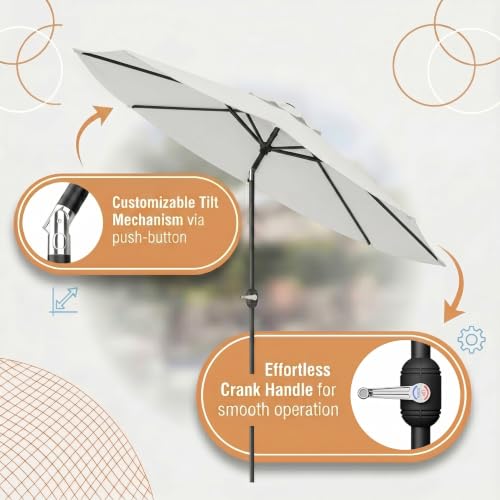 Image of Greesum 9FT Outdoor Patio Umbrella, Table Umbrella for Yard, Market, Heavy-Duty Waterproof Pool Umbrella with 8 Sturdy Ribs, UV Protection for Beach, Deck, Garden, Backyard
