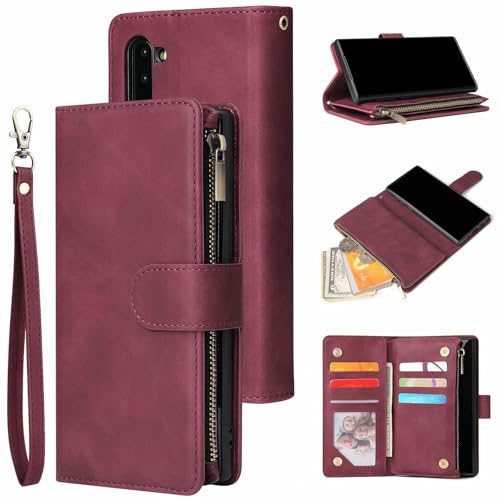 Housse Samsung Galaxy S25 Edge rouge étui portefeuille cuir à glissière