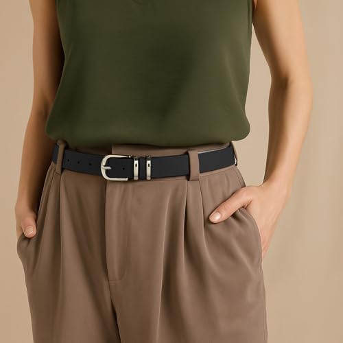 Women's Belt - Thin Skinny Waist Belt with Gold Pin Buckle Fashion Belt for Jeans, Dresses, and Pants