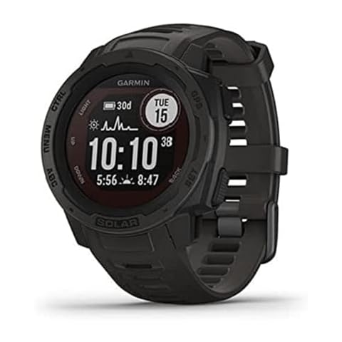 Garmin Instinct Solar, Solar-Powered Rugged Outdoor Smartwatch, Built-in Sports Apps and Health Monitoring, Graphite (Renewed) Cover