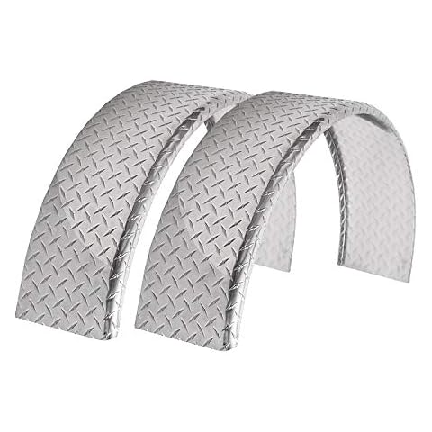 Tough Grade 2-Pack Aluminum Diamond Plate Round Top Trailer Fender 10" X 36" X 18" | Car Hauler Trailer | Cargo Trailer | Utility Trailer | Landscape Trailer Cover