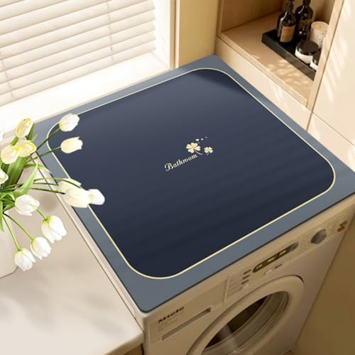 Hixingo Lavadora Estera Protectora, Cubre Lavadora, Funda Secadora Carga Superior, Protector Cubre Antideslizante para Secadoras, Cocinas, Autocaravanas, Estampado Floral (Azul Oscuro,30 * 50cm)
