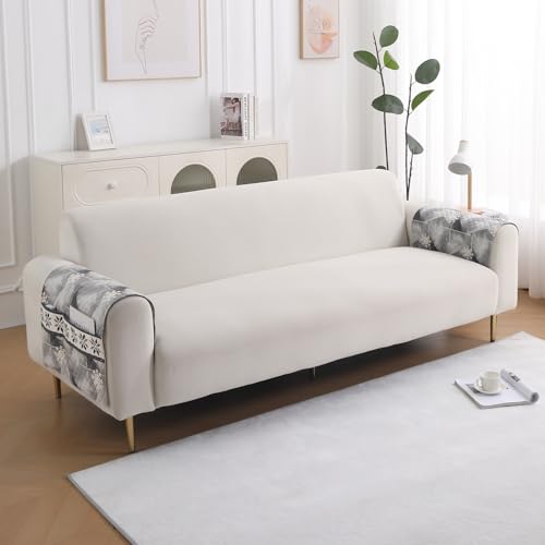Image of HOKIPO 'LiefNest' Printed Holland Velvet Sofa Armrest Covers | 1 Pair | Snowflakes Gradient Grey (IN-827-L-D9*2)