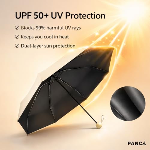 Image of PANCA Foldable Travel Umbrella Compact Manual Sun Rain UV Protection