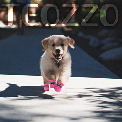 Teozzo Dog Shoes For Hot Pavement, Anti-Slip Sole Dog Boots & Paw Protector Dog Booties With Reflective Straps Dog Shoes For Small Medium Dogs 4Pcs Pink 3 #TOP1