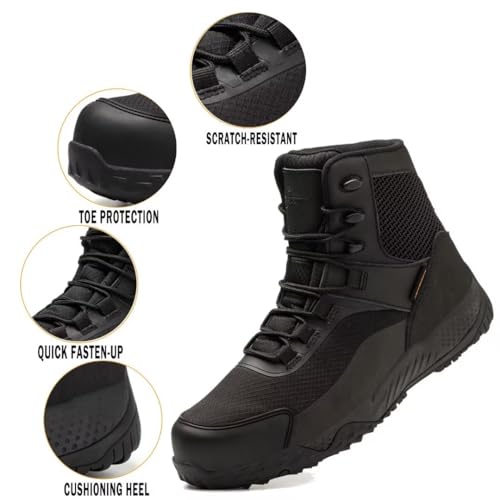 Men's Military Tactical Boots, 6" Waterproof Lightweight Combat Boots, Comfortable Non-slip Outdoor Desert Work Shoes2