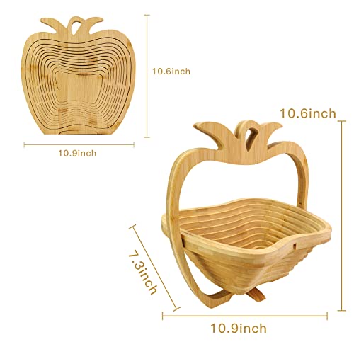 Myosotis Foldable Fruit Basket Gift Bamboo Fruit And Veggie Basket ,Fruit Bowl Holder Dried Fruit Basket For Christmas Decorations Holiday Party (Apple) #TOP1