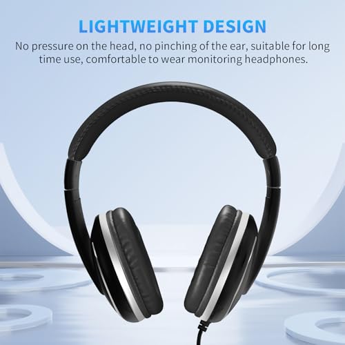 JOYO Over Ear Headphones Wired Studio Headphones with 1/4 to 3.5mm Jack for Guitar Amplifier Keyboard Recording Podcast DJ Laptop Computer (JMH-04)