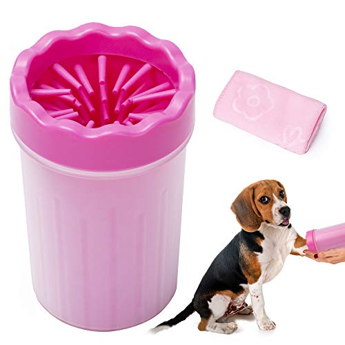 Tekkery Portable Dog Paw Cleaner, Feet Washer for Dog Cat (Medium, Pink)