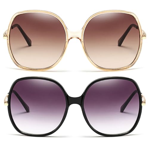 Image of Freckles Mark 70s Super Oversize Square Sunglasses for Women Vintage Rectangular Plastic Frame