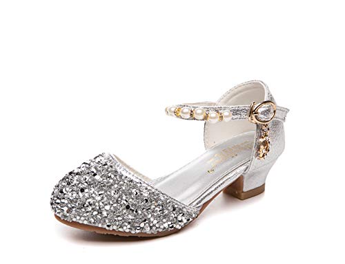 Girls Mary Jane Pumps Wedding Bridesmaids Party Shoes Glitter Kitten Heel Sandal(Toddler/Little Girl)