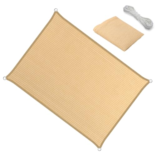 15' x 24' Beige Sun Shade Sail Straight Edge Canopy Awning Pergola Cover, for Outdoor Patio Lawn Garden Backyard Carport