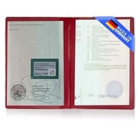 GHADA Fahrzeugschein Hülle 2-Fach – Made in Germany – PVC Dokumentenmappe für Fahrzeugschein (ZB I), Karten & Belege | Etui/Mappe in Rot