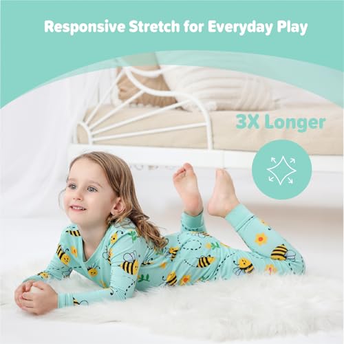 Image of Kids 2-Piece Soft Bamboo Viscose Clothing Set, Long Sleeve Top & Pants, Everyday Outfit for Toddler Boys & Girls