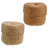 IMIKEYA 2 piezas Cestas Redondas de Marina Tejidas Mano Contenedor Decorativo Multiusos para Flores y Almacenamiento Diseño y Rústico para Hogar y Oficina Colores Amarillo y