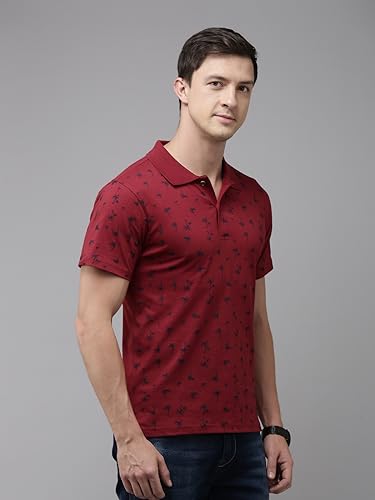 Image of KRYPTIC Mens Pure Cotton Printed Half Sleeve Polo Tshirt (Maroon 9 ; 2XL)