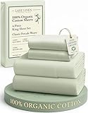 LANE LINEN 100% Organic Cotton King Bed Sheet Set, Bedsheets 4Pc Soft Cooling Fully Elasticized Mercerised All Season Sustainably Produced Cotton Sheets King Size, Oeko Tex Sheets - Mineral