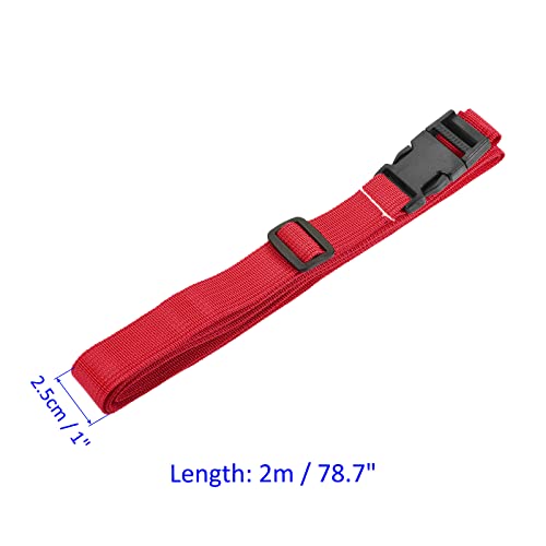 Image of M METERXITY 1 Pack Luggage Straps- Travel Baggage Accessories Adjustable Suitcase Belt with Quick Release Buckle, Apply to Travel (2 Meters, Red)