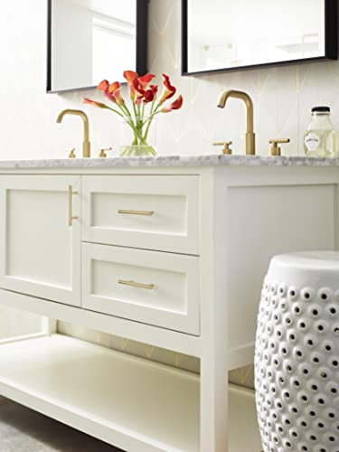 Image of Amerock | Cabinet Pull | Champagne Bronze | 3-3 /4 inch (96 mm) Center to Center | Bar Pulls | 1 Pack | Drawer Pull | Drawer Handle | Cabinet Hardware | 3-3 /4 inch (96mm) Center-to-Center Mounting Distance and 6-1 /8 inches Overall Length, Durable Carbon Steel Cabinet Hardware