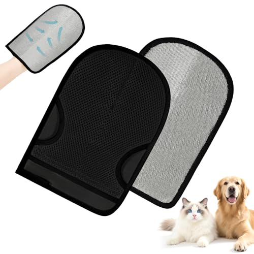 Image of YS&JJFZ 2 Pcs Pet Hair Remover Gloves for Cats & Dogs,Newly Upgraded Reusable Electrostatic Pet Hair Gloves, Pet Hair Remover Tool for Clothing, Couch, Carpet, Car Seat