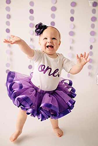 Bump and Beyond Designs Baby-Girls First Birthday Outfit Girls One Year Old Birthday Shirt Glitter Purple, 12-18 Months, Short Sleeve2