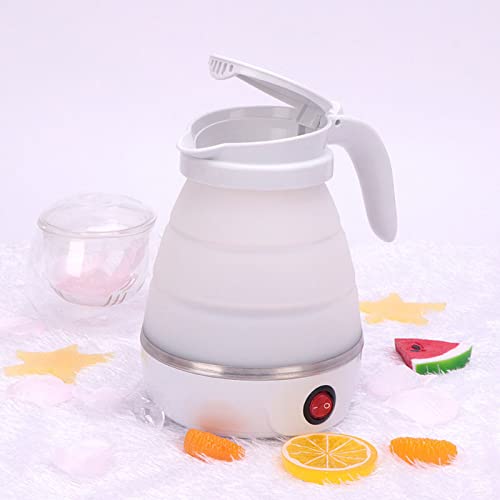 Travel Electric Kettle Foldable 600ML Food Grade Material 220V 50Hz Hot Water Boiler & Tea Heater for Travelling, Office And Home & Kitchen (Random Color* white, blue, pink) (Random Color)-image-23