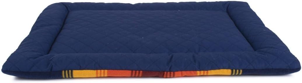 Pendleton Crater Lake National Park Pet Cushion Crate Bed – X-Large (48" x 30" x 2") Travel Friendly, Machine Washable, Non-Pilling Fleece, Durable Cotton Canvas Bottom, Blue with Multicolor Stripes