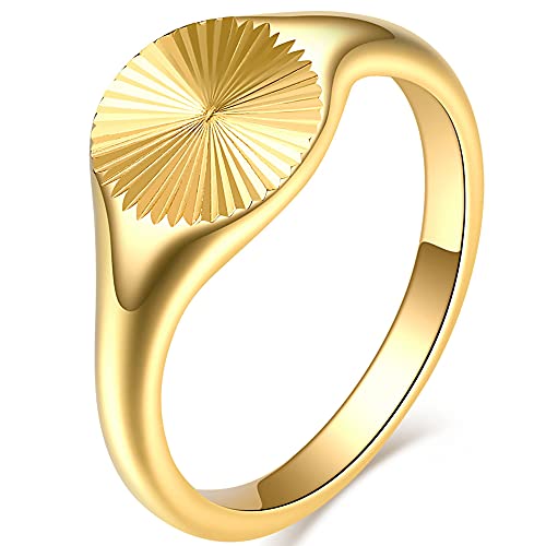 Jude Jewelers Stainless Steel Round Signet Style Sunshine Pattern Cocktail Party Promise Statement Holiday Ring