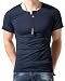 Aiyino Mens Summer Casual Slim Fit Single Button Short Sleeve Placket Plain Henley Top T Shirts L Navy