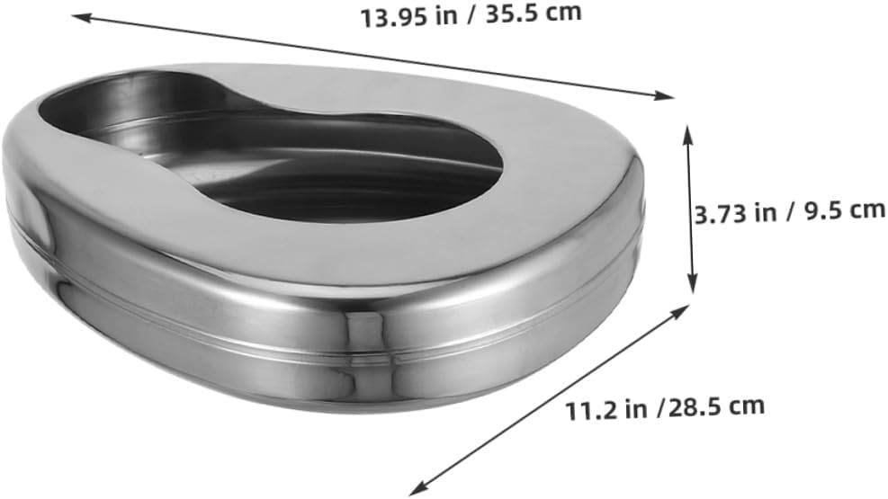 SAFIGLE Stainless Steel Bedpan 2pcs Set Portable Metal Bed Pan for Elderly and Bedridden Patients Home Care Hospital Use