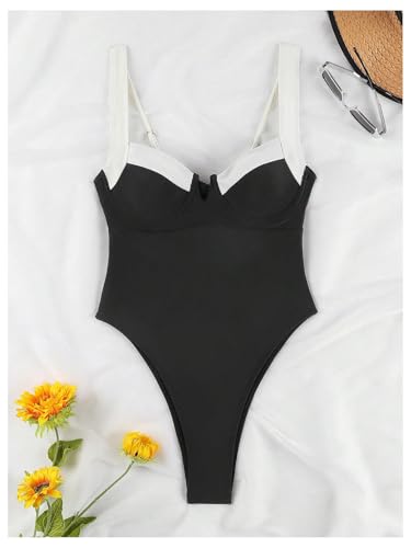 SOLY HUX Women's One Piece Bathing Suits High Cut Swimwear Push Up Bathing Suits Beach Vacation Clothes3