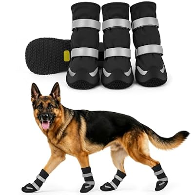 LUCKYPAW Dog Shoes for Winter Snow Waterproof Dog Boots with Fleece Lining