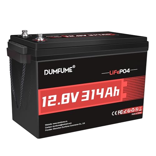 Dumfume 12V 300Ah（314AH） LiFePO4 Battery,200A BMS 4019Wh Lithium Iron Phosphate Battery 15000+ Cycles,Low-Temp Protection Ideal for RV,Solar,Off-Grid Systems,Home Storage