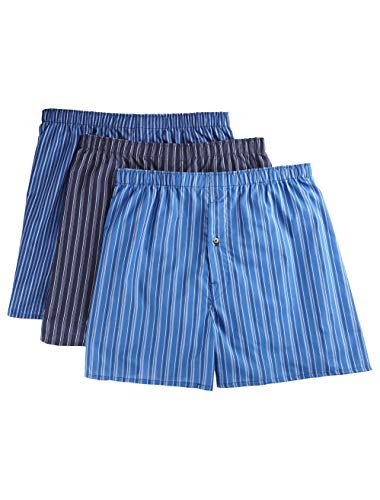 Harbor Bay By Dxl Assorted Men's Big And Tall 3-Pk Striped Woven Boxer Shorts| Machine Washable, Elasticized Waistbands #TOP5