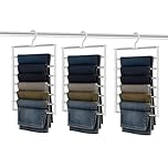 3 Pack Trouser Hangers - 7-Tier Stainless Steel Space Saving Hangers, Trouser Coat Hanger, University Dorm Essentials for Scarf Trousers Clothes Scarves Towels, Pants Holder, Jeans Multi Hanger