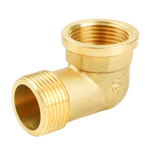 YEAUPE PRO Messing Winkel 90° G3/4" IG/AG,Winkel 90° G3/4" (IG Ø 24mm x AG Ø 25,7mm) Innen und Außengewinde,Bogen 90 grad Messing, Gewindefitting für Trinkwasser geeignet ，1 Stück