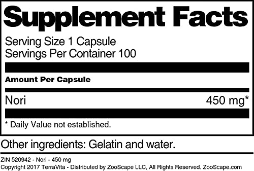 Amazon.com: Nori - 450 mg (100 Capsules, ZIN: 520942) : Grocery