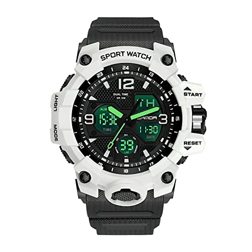 Brynnl Montre de Sport pour Homme numérique analogique étanche 50 m avec Grand Cadran LED rétro-éclairage Montre Tactique Calendrier d'alarme chronomètre Antichoc Montre de Survie en Plein