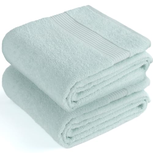 Image of Cotton Paradise 100% Cotton Turkish Towel Set, Soft Absorbent Quick Dry, 2 Piece 35x70 Bath Sheet Set, Mint Green